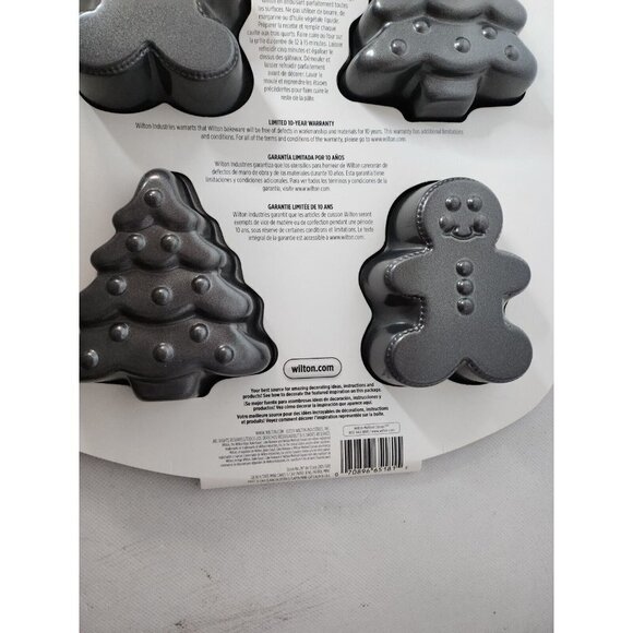 WILTON Gingerbread Man Christmas Tree Non Stick Mini Christmas Cake Pan 6-Cavity - Picture 8 of 8